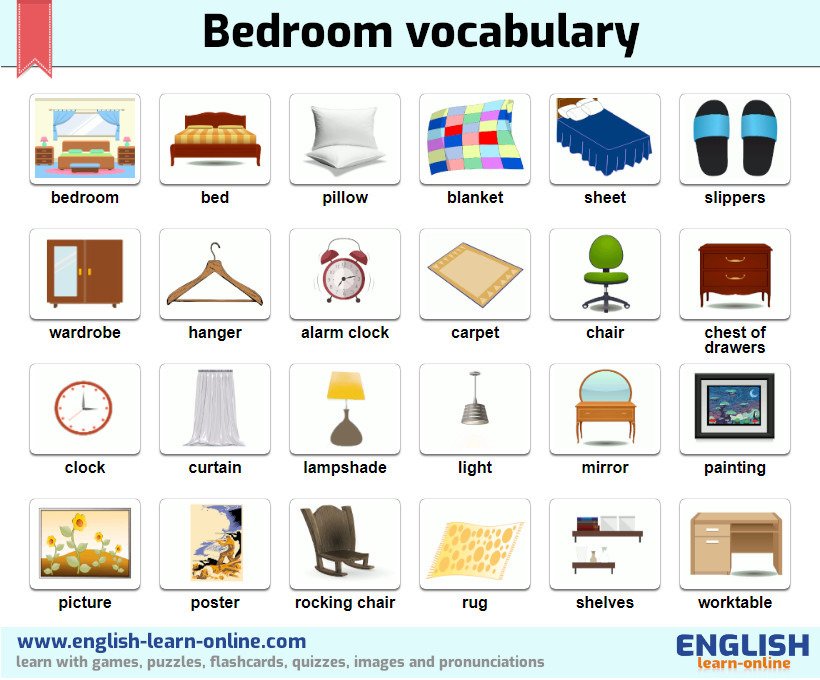 Bedroom Vocabulary Images In English 
