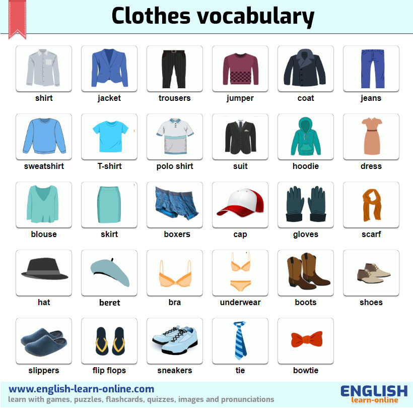 English Clothes Vocabulary, from Wardrobe Essentials to Seasonal