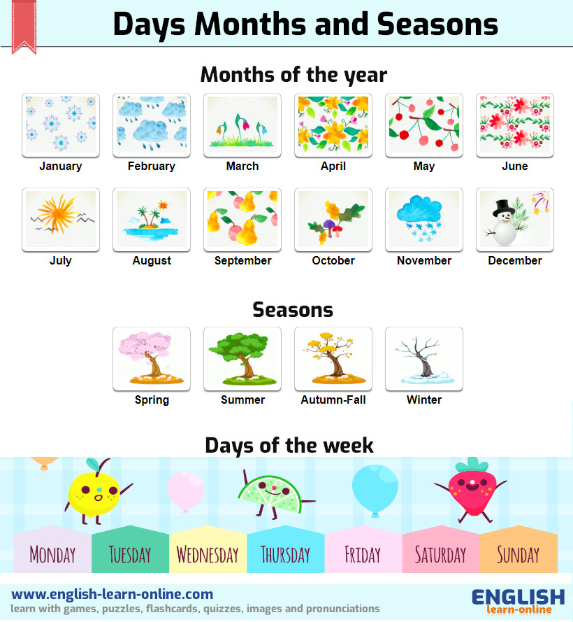 Days Months And Seasons In English 